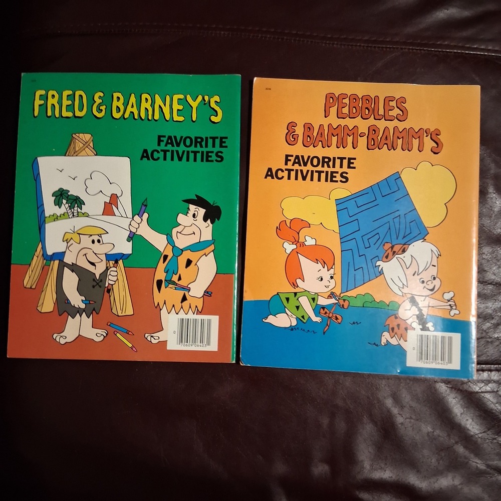 Vintage Flintstones 2 Activity Books Fred Barney Pebbles Bamm-Bamm Rand McNally